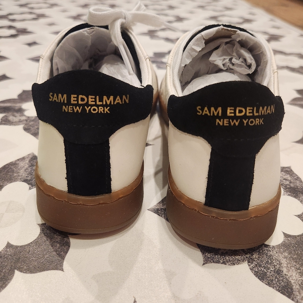 Sam Edelman Like New Josi White & Brown Leather Sneakers Size 7.5 - Picture 4 of 12